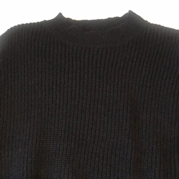 Soft Sweater Black Ribbed White Faux Pearls Cold Shoulder Aiblee S - Picture 9 of 14